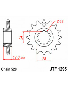 Pignon JT SPROCKETS acier standard 1295 - 520 2