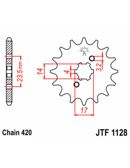Pignon JT SPROCKETS acier standard 1128 - 420 Pignon JT SPROCKETS acier standard 1128 - 420
