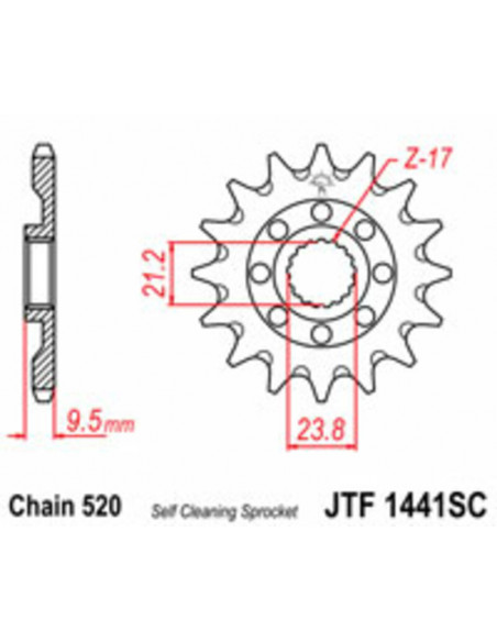 Pignon JT SPROCKETS acier anti-boue 1441 - 520 Pignon JT SPROCKETS acier anti-boue 1441 - 520