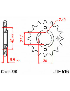 Pignon JT SPROCKETS acier standard 516 - 520 2