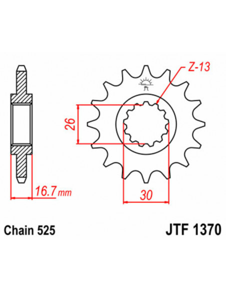 Pignon JT SPROCKETS acier standard 1370 - 525 Pignon JT SPROCKETS acier standard 1370 - 525