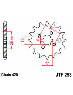 Pignon JT SPROCKETS acier standard 253 - 428 2