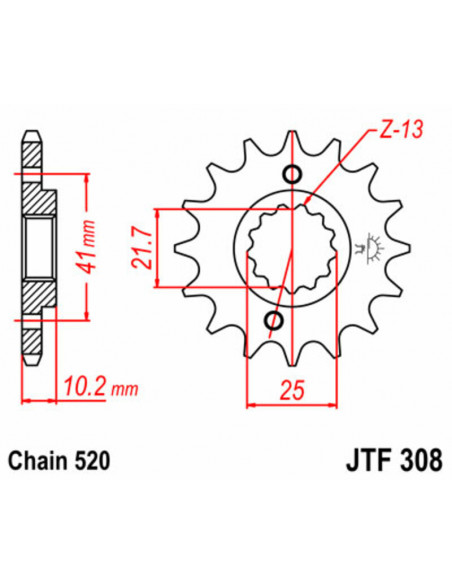 Pignon JT SPROCKETS acier standard 308 - 520