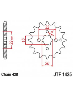 Pignon JT SPROCKETS 15 dents acier standard pas 428 type 1425 2