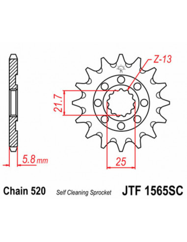 Pignon JT SPROCKETS acier anti-boue 1565 - 520