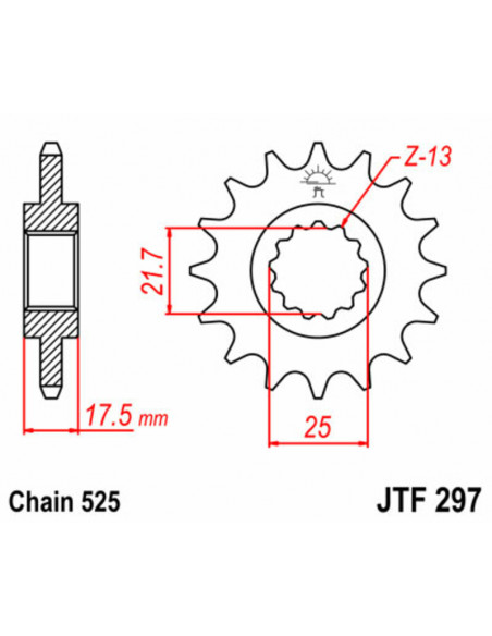 Pignon JT SPROCKETS acier standard 297 - 520