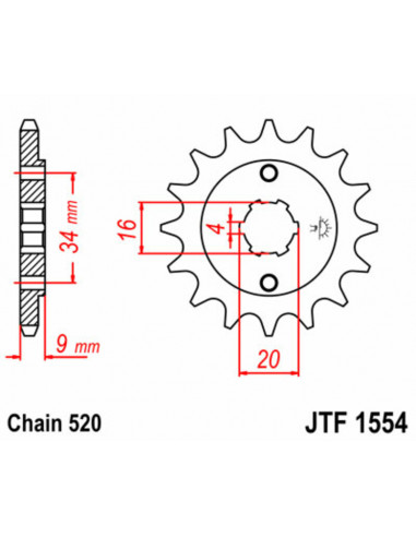 Pignon JT SPROCKETS acier standard 1554 - 520