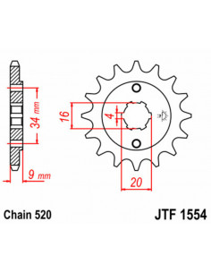 Pignon JT SPROCKETS acier standard 1554 - 520 2