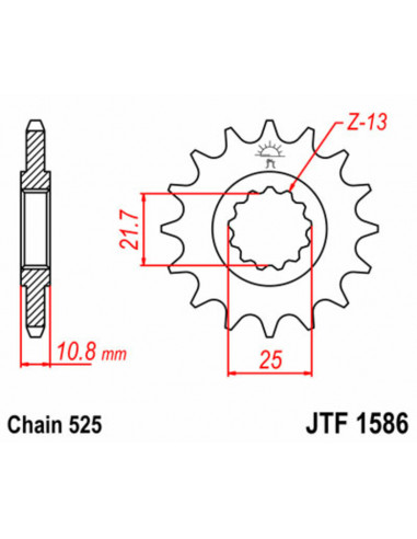 Pignon JT SPROCKETS acier standard 1586 - 525