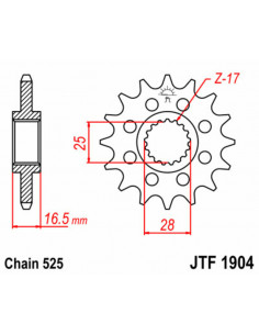 Pignon JT SPROCKETS acier standard 1904 - 525 2