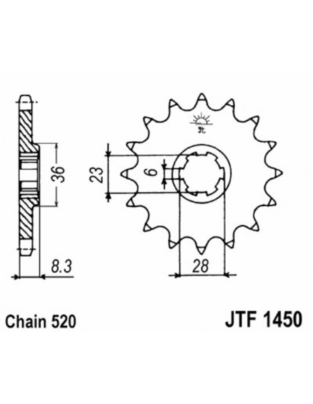 Pignon JT SPROCKETS acier standard 1450 - 520