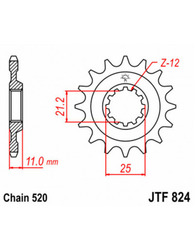 Pignon JT SPROCKETS acier standard 824 - 520