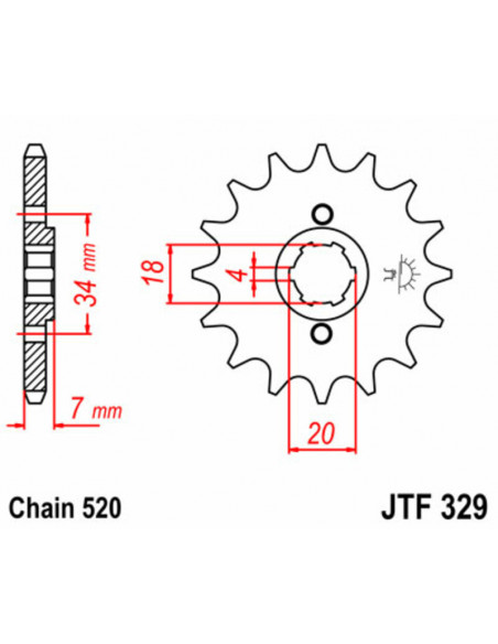 Pignon JT SPROCKETS acier standard 329 - 520