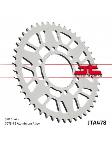 Couronne JT SPROCKETS aluminium ultra-light anti-boue 478 - 520 Couronne JT SPROCKETS aluminium ultra-light anti-boue 478 - 520