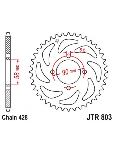 Couronne JT SPROCKETS acier ultra-light anti-boue anodisé dur 803 - 428