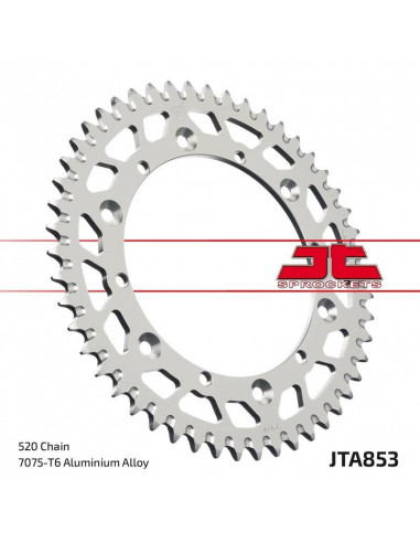 Couronne JT SPROCKETS aluminium ultra-light anti-boue 853 - 520 Couronne JT SPROCKETS aluminium ultra-light anti-boue 853 - 520
