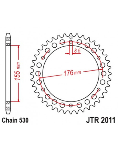 Couronne JT SPROCKETS acier standard 2011 - 530 Couronne JT SPROCKETS acier standard 2011 - 530