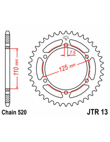 Couronne JT SPROCKETS acier standard 13 - 520