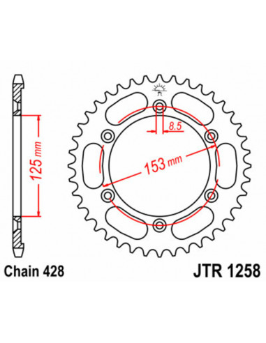 Couronne JT SPROCKETS acier standard 1258 - 428