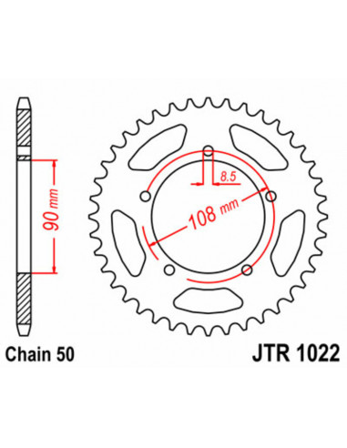 Couronne JT SPROCKETS acier standard 1022 - 530