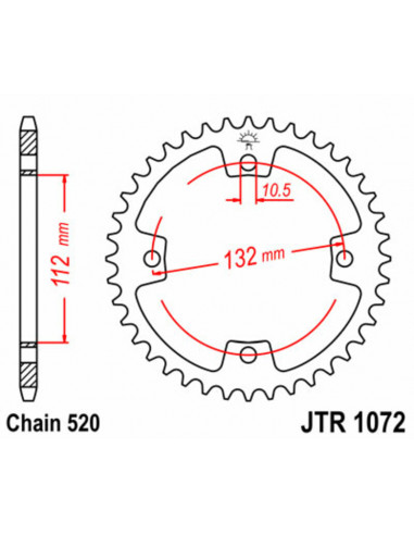 Couronne JT SPROCKETS acier standard 1072 - 520