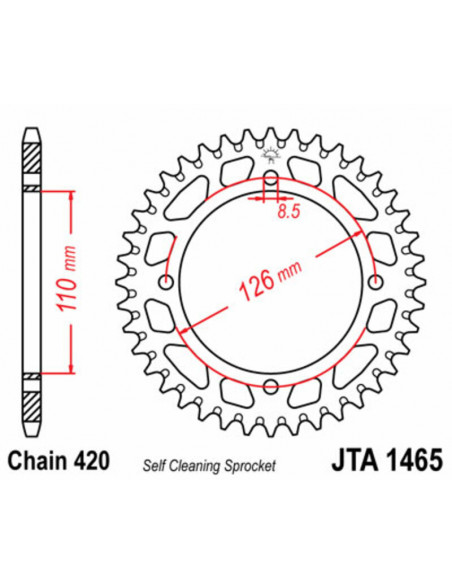 Couronne JT SPROCKETS aluminium Ultra-Light anti-boue 1465 - 420