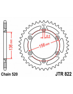 Couronne JT SPROCKETS acier standard 822 - 520