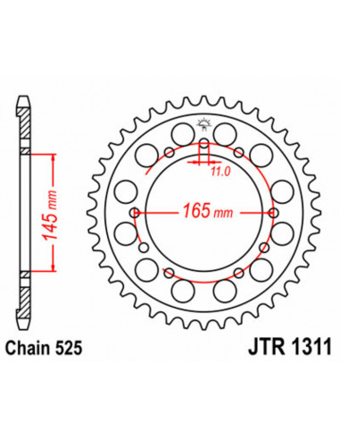 Couronne JT SPROCKETS acier standard 1311 - 525