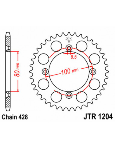 Couronne JT SPROCKETS acier standard 1204 - 428