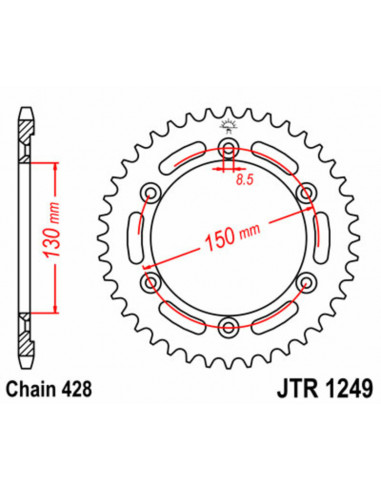 Couronne JT SPROCKETS acier standard 1249 - 428