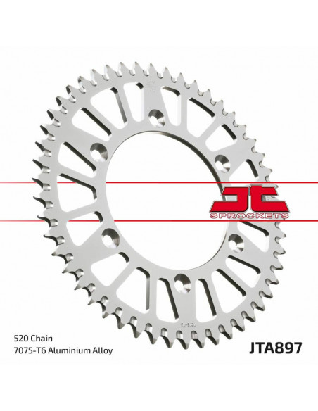 Couronne JT SPROCKETS aluminium ultra-light anti-boue 897 - 520 Couronne JT SPROCKETS aluminium ultra-light anti-boue 897 - 520