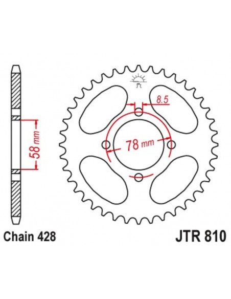 Couronne JT SPROCKETS acier standard 810 - 428
