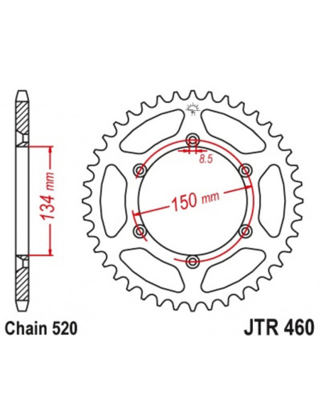 Couronne JT SPROCKETS acier anti-boue 460 - 520 Couronne JT SPROCKETS acier anti-boue 460 - 520