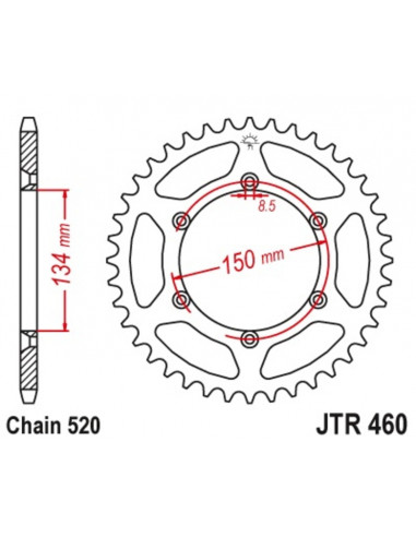 Couronne JT SPROCKETS acier anti-boue 460 - 520