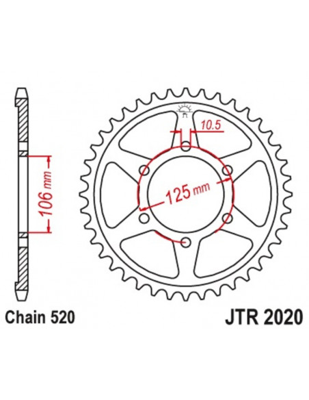 Couronne JT SPROCKETS acier standard 2020 - 520