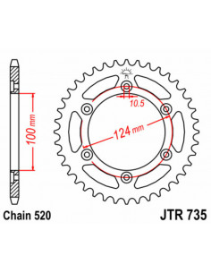 Couronne JT SPROCKETS acier standard 735 - 520