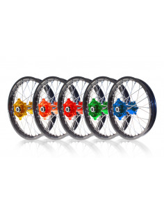 Kit roues complètes avant + arrière ART MX 21x1,60/18x2,15 jante noir/moyeu bleu Yamaha 2