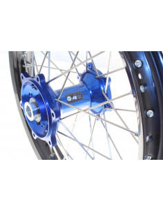 Kit roues complètes avant + arrière ART MX 21x1,60/19x2,15 jante noir/moyeu bleu Yamaha 2