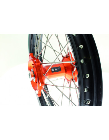 Kit roues complètes avant + arrière ART MX 21x1,60/18x2,15 jante noir/moyeu orange KTM