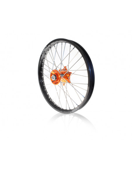 Kit roues complètes avant + arrière ART MX 21x1,60/18x2,15 jante noir/moyeu orange KTM