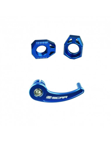 Kit tendeur de chaîne + tire-axe arrière SCAR bleu - Sherco