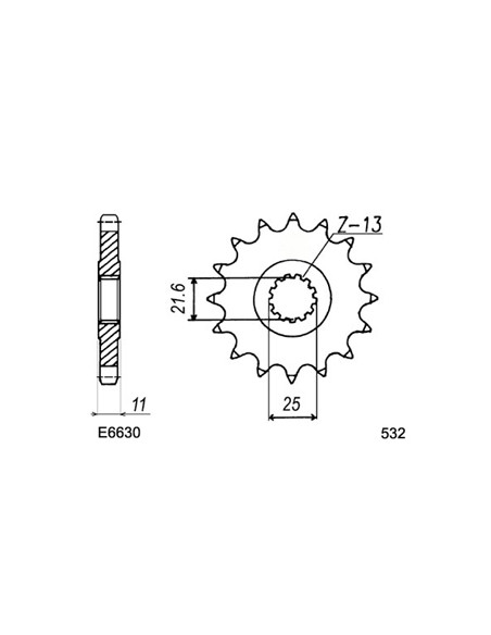 R6.YZF 600 '99/02 16X48 RK532GSV * (RJ03)