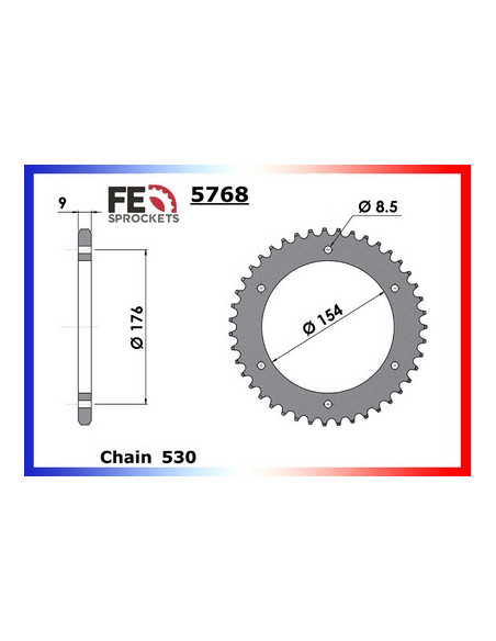 CB.1000.R '08 (trous de 8.5 mm) 16X44 RK530GXW *  (SC60)