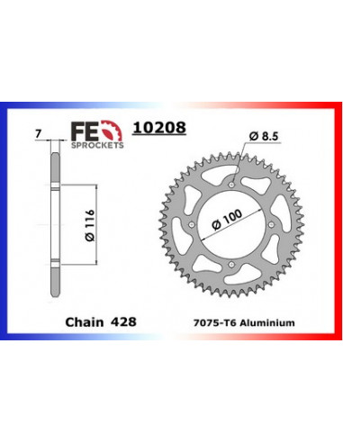 KX.80 '98/99 (LARGE) 13X51 RK428FEX  (Z1/Z2) Grandes Roues (LARGE 428)