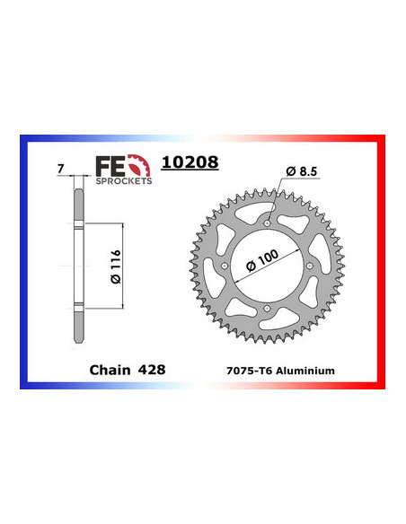 KX.80 '98/99 (LARGE) 13X51 RK428FEX  (Z1/Z2) Grandes Roues (LARGE 428)