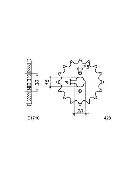 125.ELEFANT '84/88 16X45 RK428FEX 125.ALETTA ROSSA '83/87