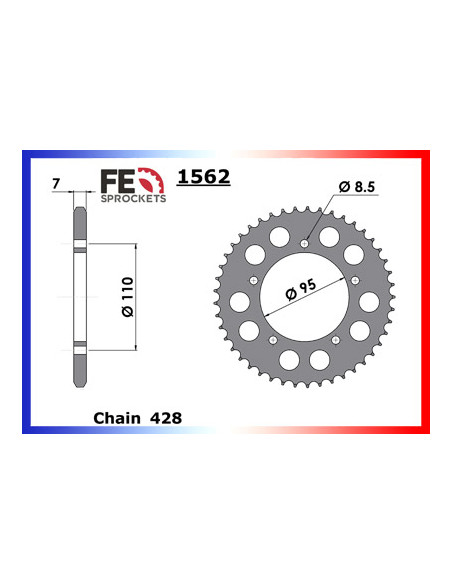 125.ELEFANT '84/88 16X45 RK428FEX 125.ALETTA ROSSA '83/87