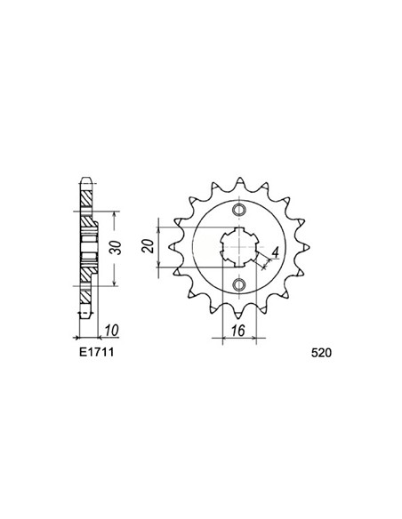 125.PLANET '98/02 14X43 RK520FEX  Roues 3 ou 6 Bâtons