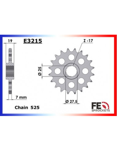 F.800.R '19 19X47 RK525FEX µ (Fixations Couronne dia: 10,5 mm)