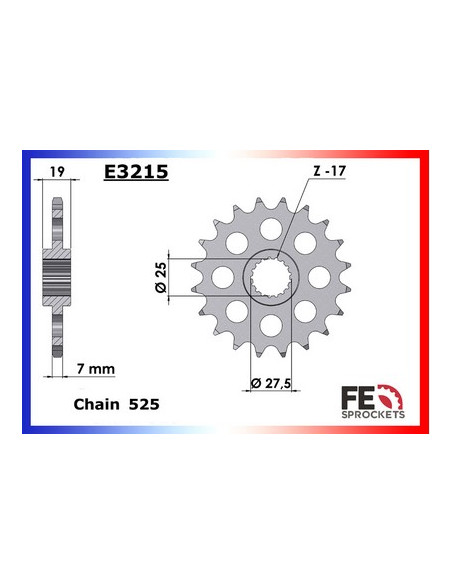 F.800.R '19 19X47 RK525FEX µ (Fixations Couronne dia: 10,5 mm)
